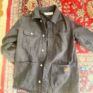 Large black denim chore coat